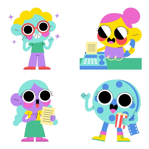 Colección de pegatinas de artículos esenciales esmaltados.