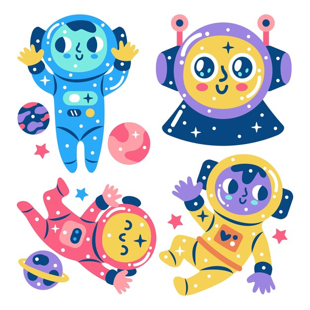 Colección de pegatinas de astronautas deslumbrantes