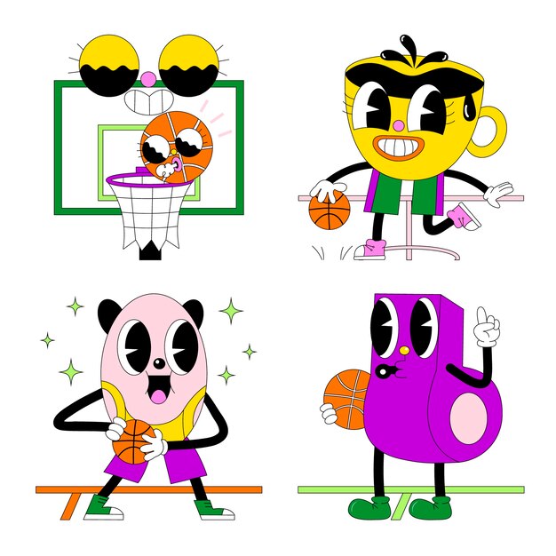 Colección de pegatinas de baloncesto
