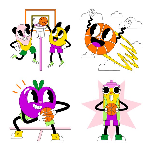 Colección de pegatinas de baloncesto