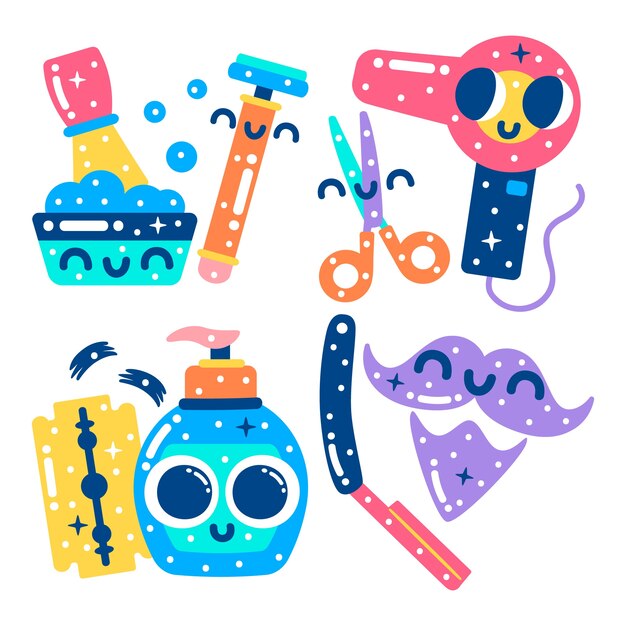 Colección de pegatinas de barbería deslumbrantes