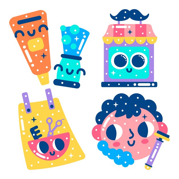Colección de pegatinas de barbería deslumbrantes