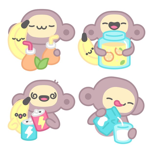 Colección de pegatinas de bebidas