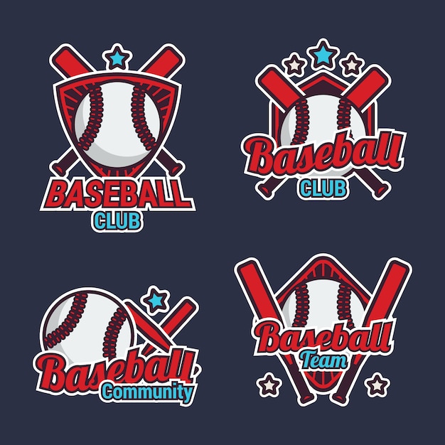 Vector gratuito colección de pegatinas de béisbol