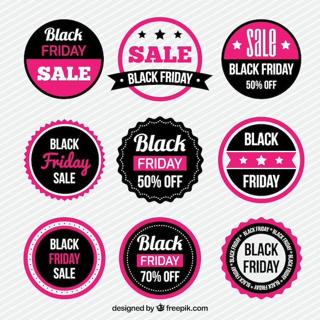 Vector gratuito colección de pegatinas de black friday rosa