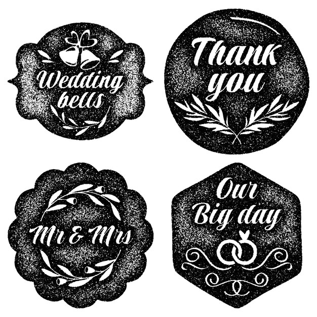 Colección de pegatinas de boda monocromáticas