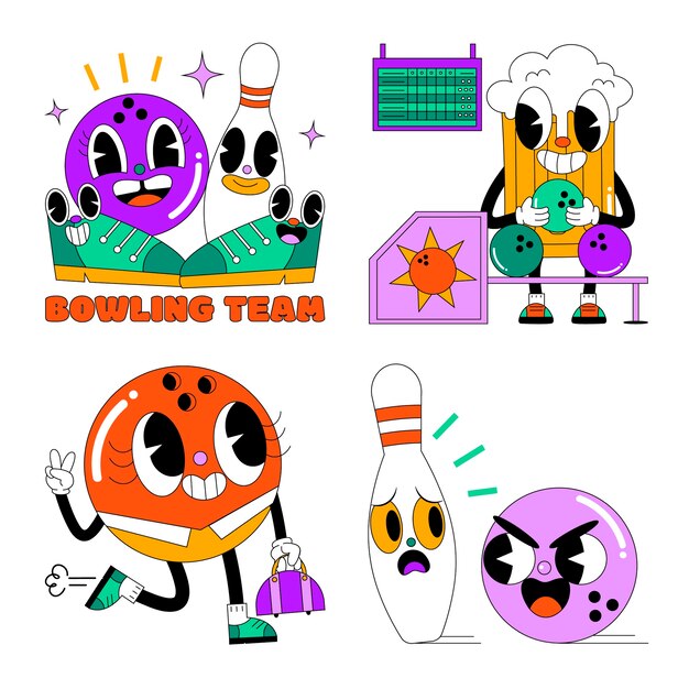 Colección de pegatinas de bolos ácidos