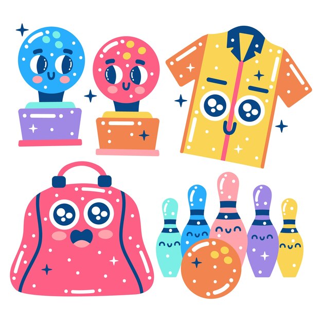 Colección de pegatinas de bolos deslumbrantes