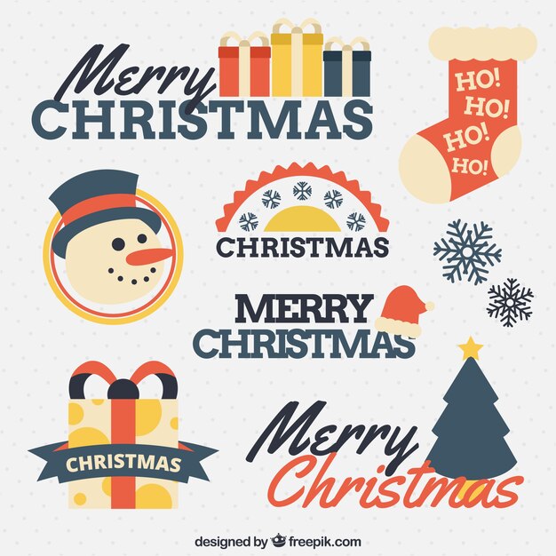 Colección de pegatinas bonitas de adornos de navidad