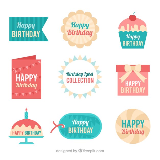 Colección de pegatinas bonitas para cumpleaños