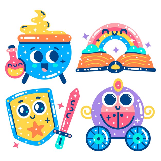 Colección de pegatinas brillantes de cuento de hadas