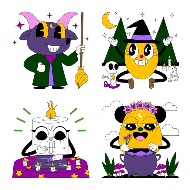 Colección de pegatinas de brujería ácida