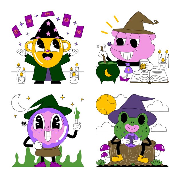 Colección de pegatinas de brujería ácida