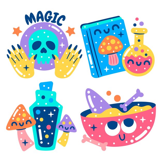 Colección de pegatinas de brujería deslumbrantes