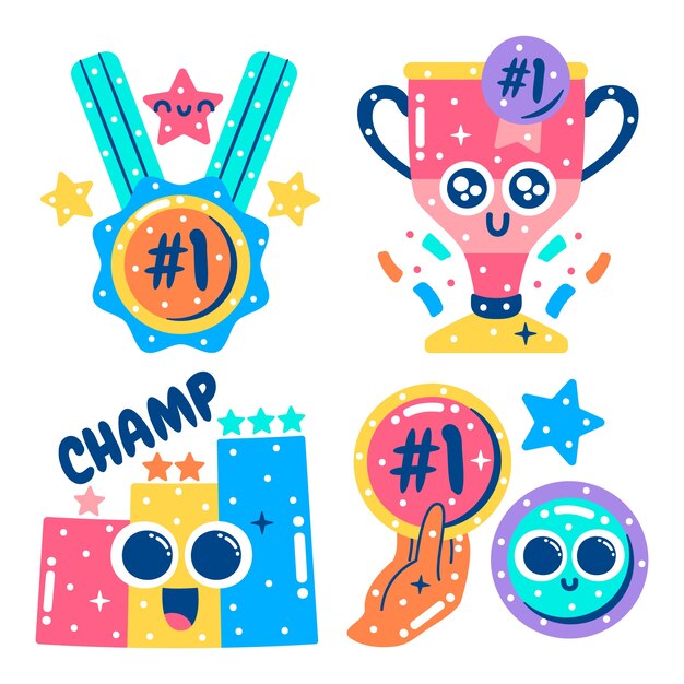 Colección de pegatinas de campeones deslumbrantes