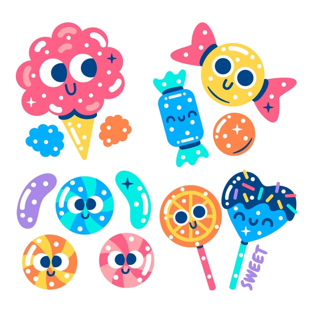 Colección de pegatinas de caramelos deslumbrantes