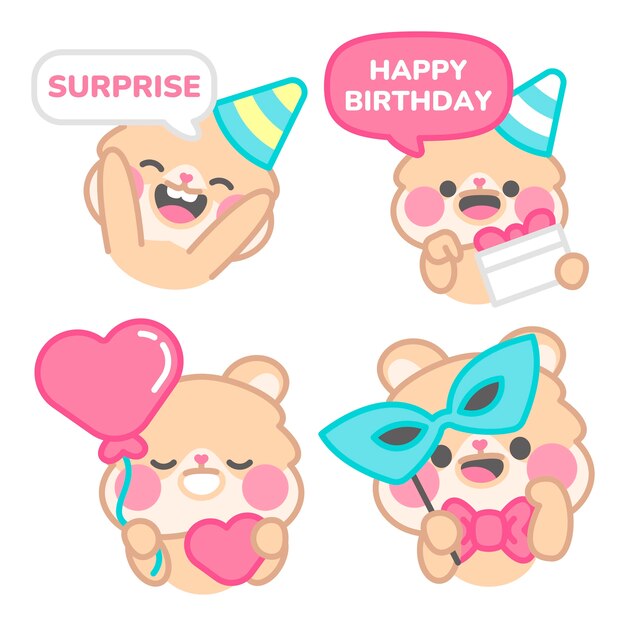 Colección de pegatinas de celebración con el hámster kimchi
