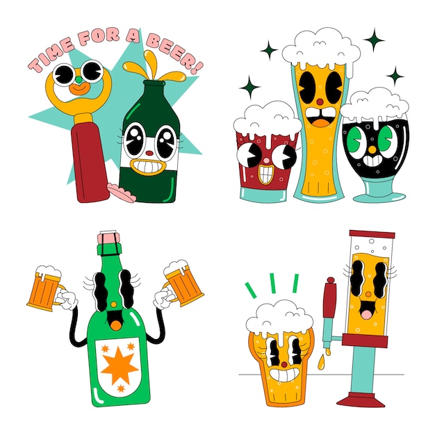 Colección de pegatinas de cerveza ácida