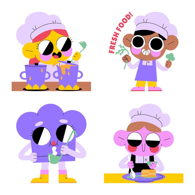 Colección de pegatinas de chef esmaltadas