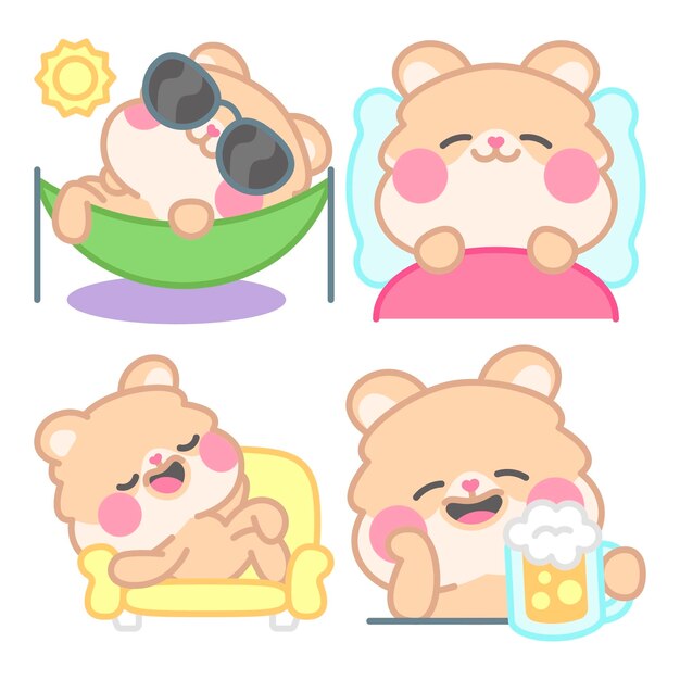 Colección de pegatinas chill out con kimchi el hámster