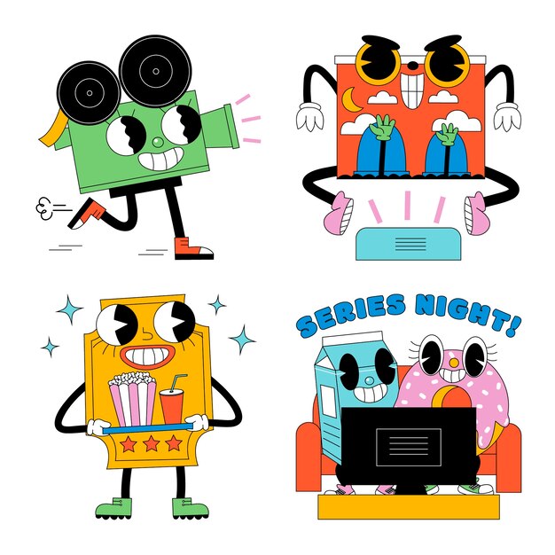 Colección de pegatinas de cine de dibujos animados