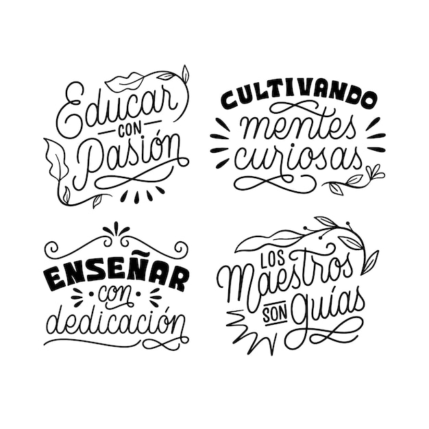 Colección de pegatinas de citas del maestro con letras negras