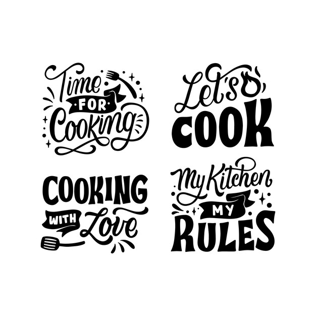 Colección de pegatinas de cocina de letras