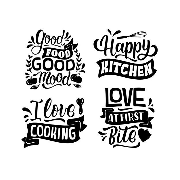 Colección de pegatinas de cocina de letras