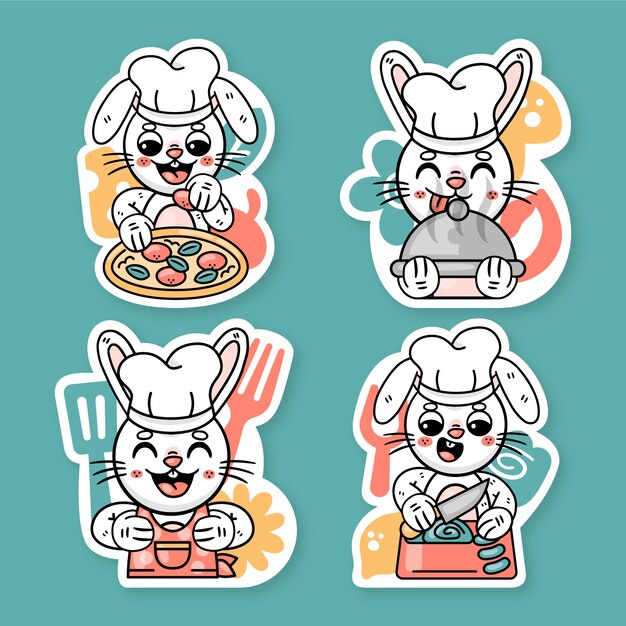 Colección de pegatinas de cocina de Ronnie el conejito