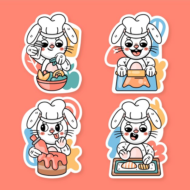 Colección de pegatinas de cocina de Ronnie el conejito