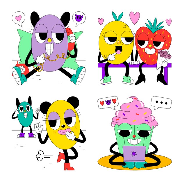 Colección de pegatinas de coqueteo ácido