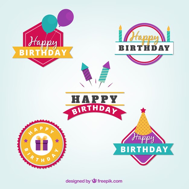 Colección de pegatinas de cumpleaños decorativas