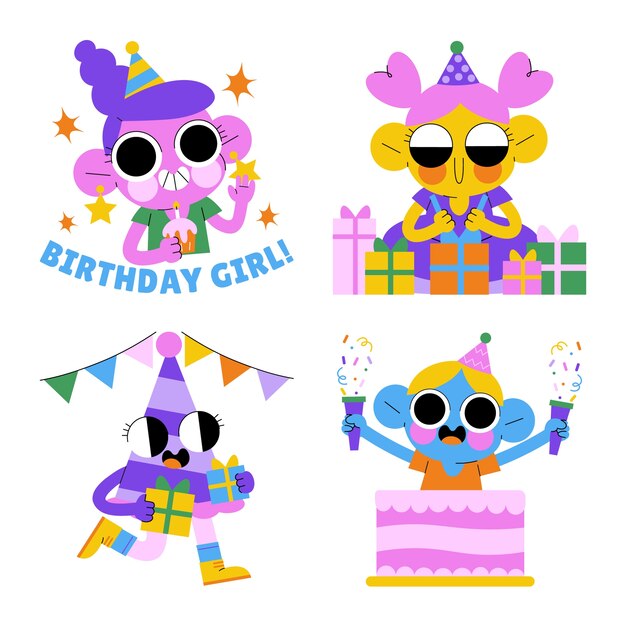 Colección de pegatinas de cumpleaños esmaltadas