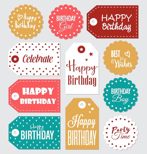 Colección de pegatinas de cumpleaños
