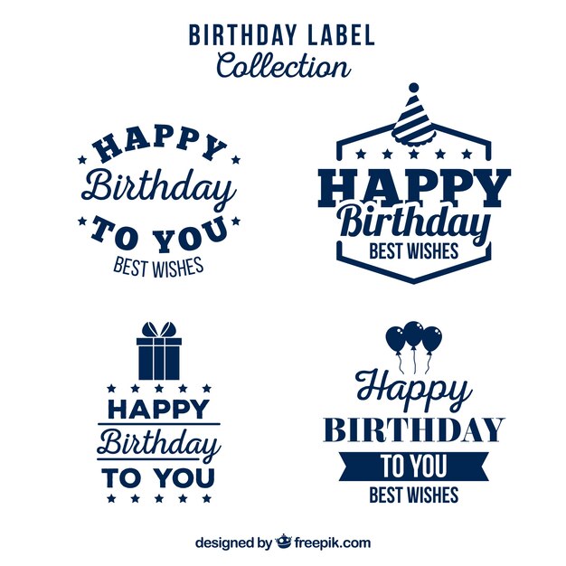 Colección de pegatinas de cumpleaños