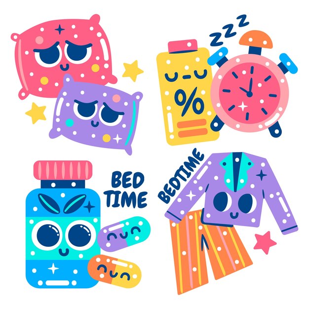 Colección de pegatinas deslumbrantes para dormir