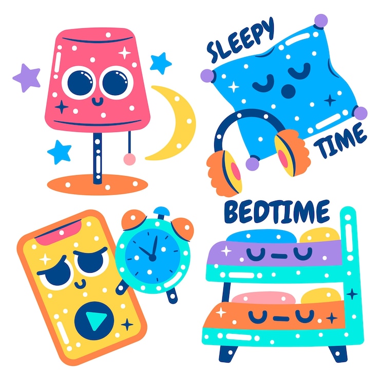 Vector gratuito colección de pegatinas deslumbrantes para dormir
