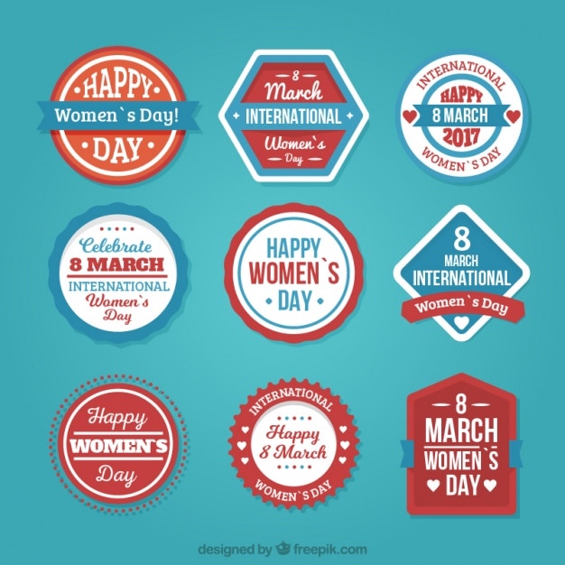 Vector gratuito colección de pegatinas del día de la mujer