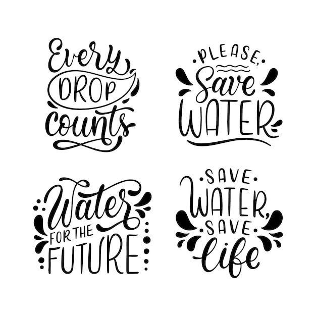 Vector gratuito colección de pegatinas del día mundial del agua con letras
