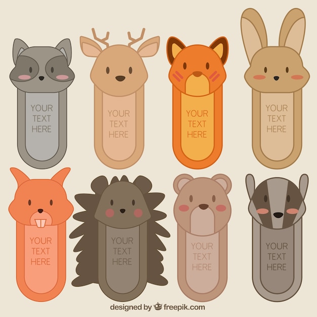 Colección de pegatinas de dibujos de adorables animales