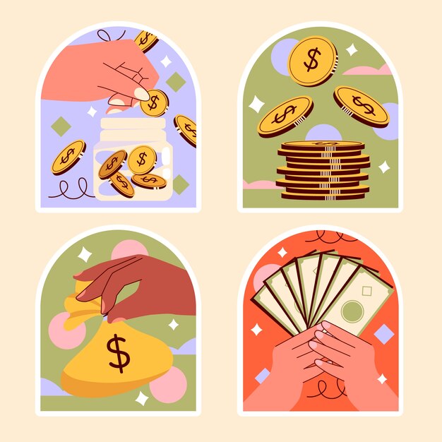 Colección de pegatinas de dinero ingenuo