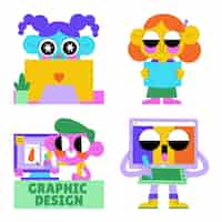 Vector gratuito colección de pegatinas de diseño gráfico esmaltadas