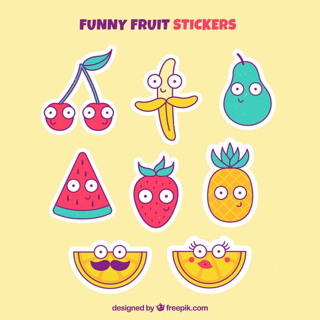 Colección de pegatinas divertidas de fruta