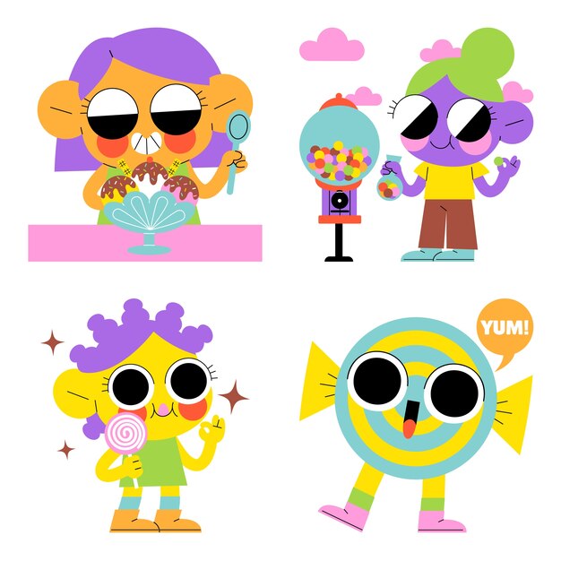 Colección de pegatinas de dulces esmaltados