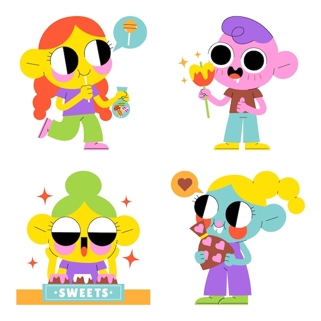 Colección de pegatinas de dulces esmaltados