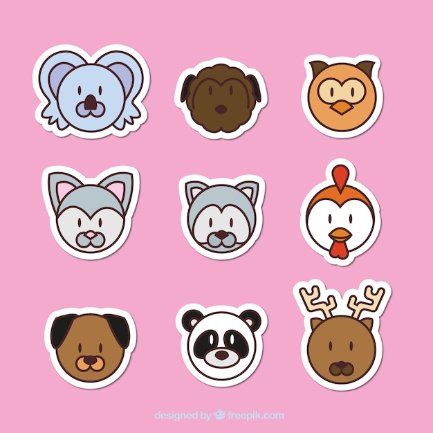 Colección de pegatinas de emoticonos de animales