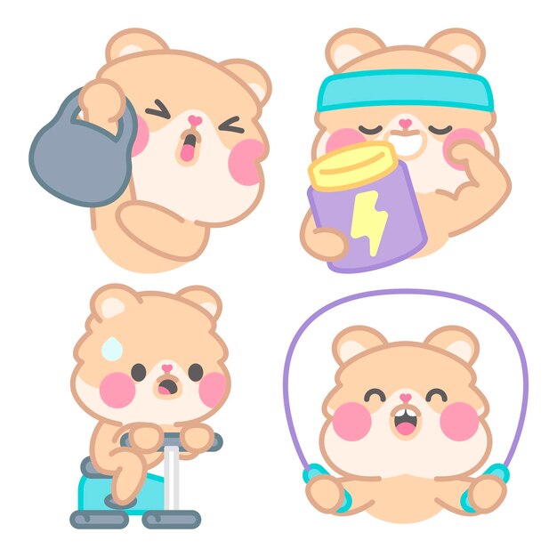 Colección de pegatinas de entrenamiento con kimchi el hámster