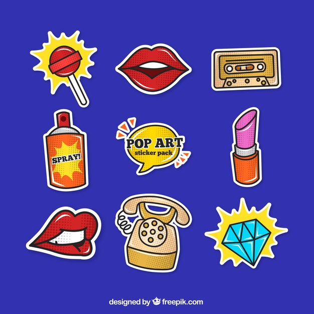 Colección de pegatinas con estilo pop art