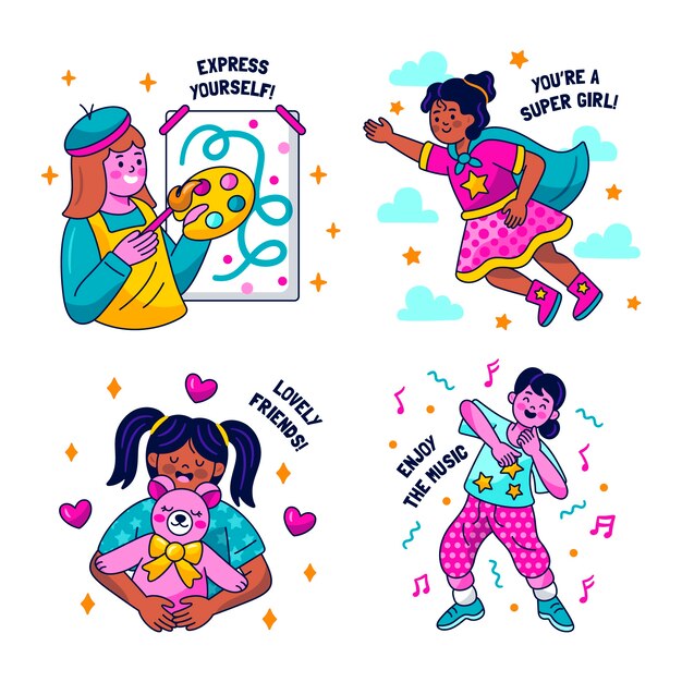 Colección de pegatinas femeninas deslumbrantes