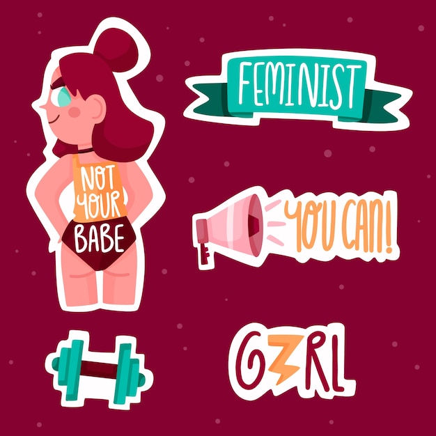 Vector gratuito colección de pegatinas feministas empoderadoras